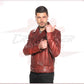 Men's jacket in Genuine Bordeaux Leather CROSSOVER RACEWEARS
