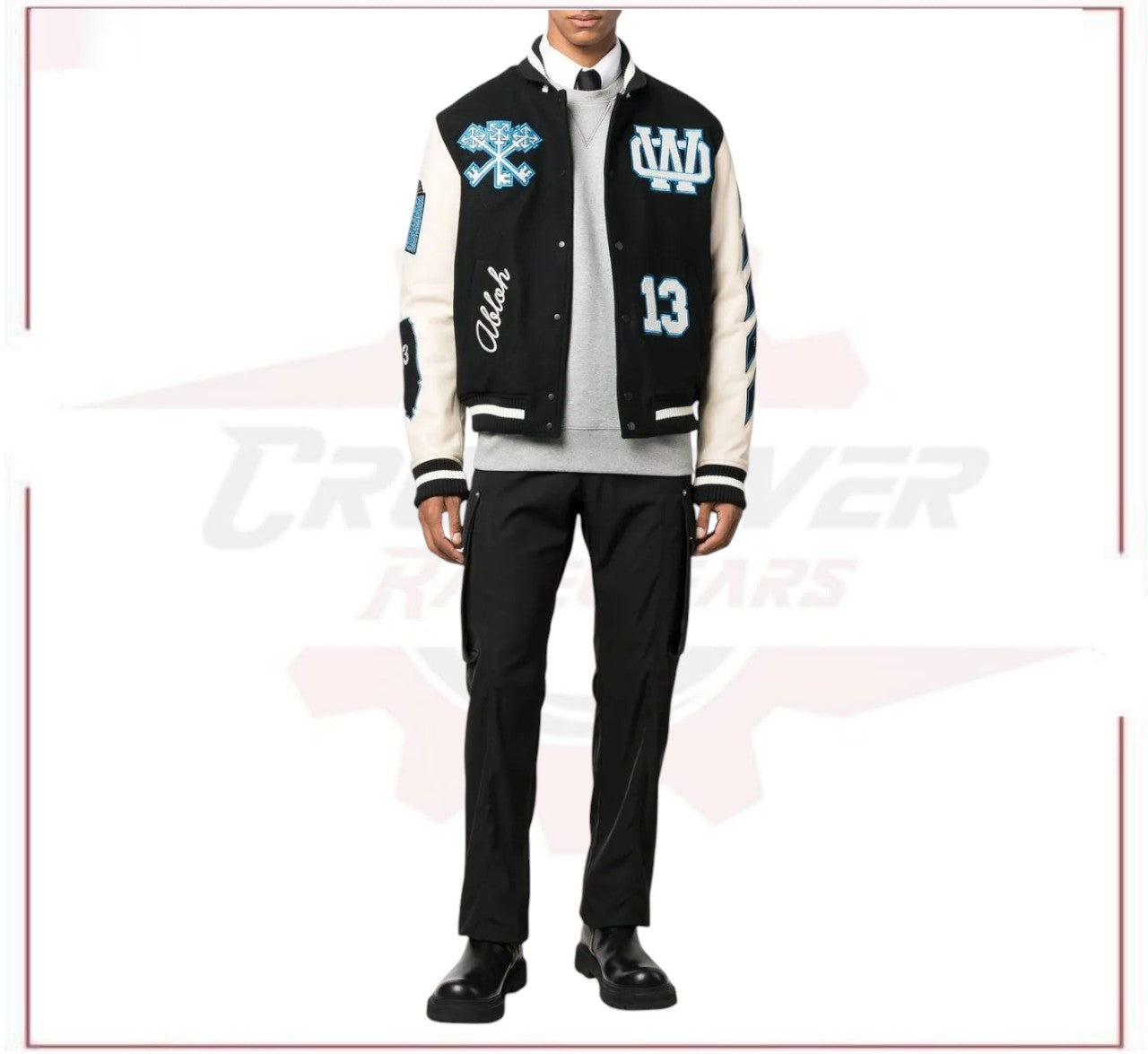 Off-White logo-patch varsity jacket