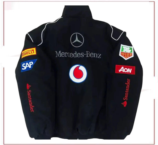 Vintage Edition Black Mercedes F1 Racing Jacket