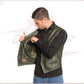 Men's Vest in Genuine Green Leather CROSSOVER RACEWEARS