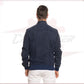 Victor - Men's Bomber Jacket in Genuine Dark Blue Suede Leather CROSSOVER RACEWEARS
