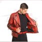 Vasco - Men's Studded Jacket in Genuine Bordeaux Leather CROSSOVER RACEWEARS