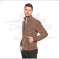 Victor - Men's Bomber Jacket in Genuine Dark Brown Suede Leather CROSSOVER RACEWEARS