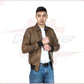 Men's Bomber Jacket in Genuine Brown Leather CROSSOVER RACEWEARS