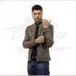 Men's Genuine Mud Colored Leather Jacket CROSSOVER RACEWEARS
