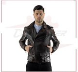 New Men's jacket in Genuine Dark Brown Leather CROSSOVER RACEWEARS