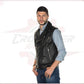 Filippo - Men's Vest in Genuine Black Leather CROSSOVER RACEWEARS