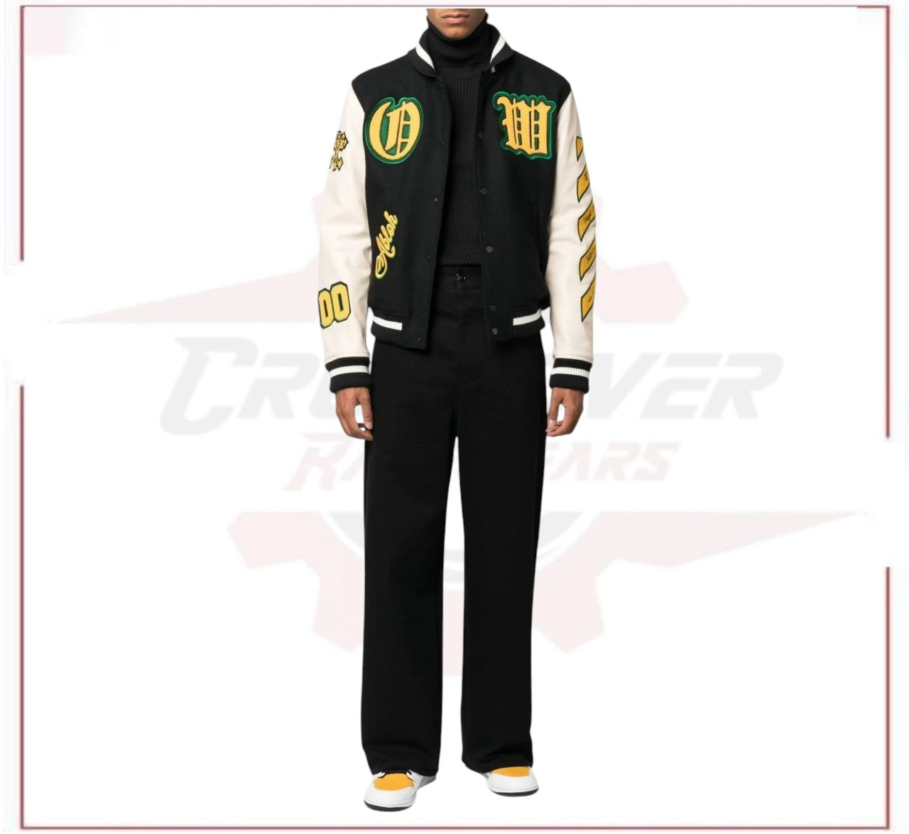 Off-White logo-patch varsity jacket