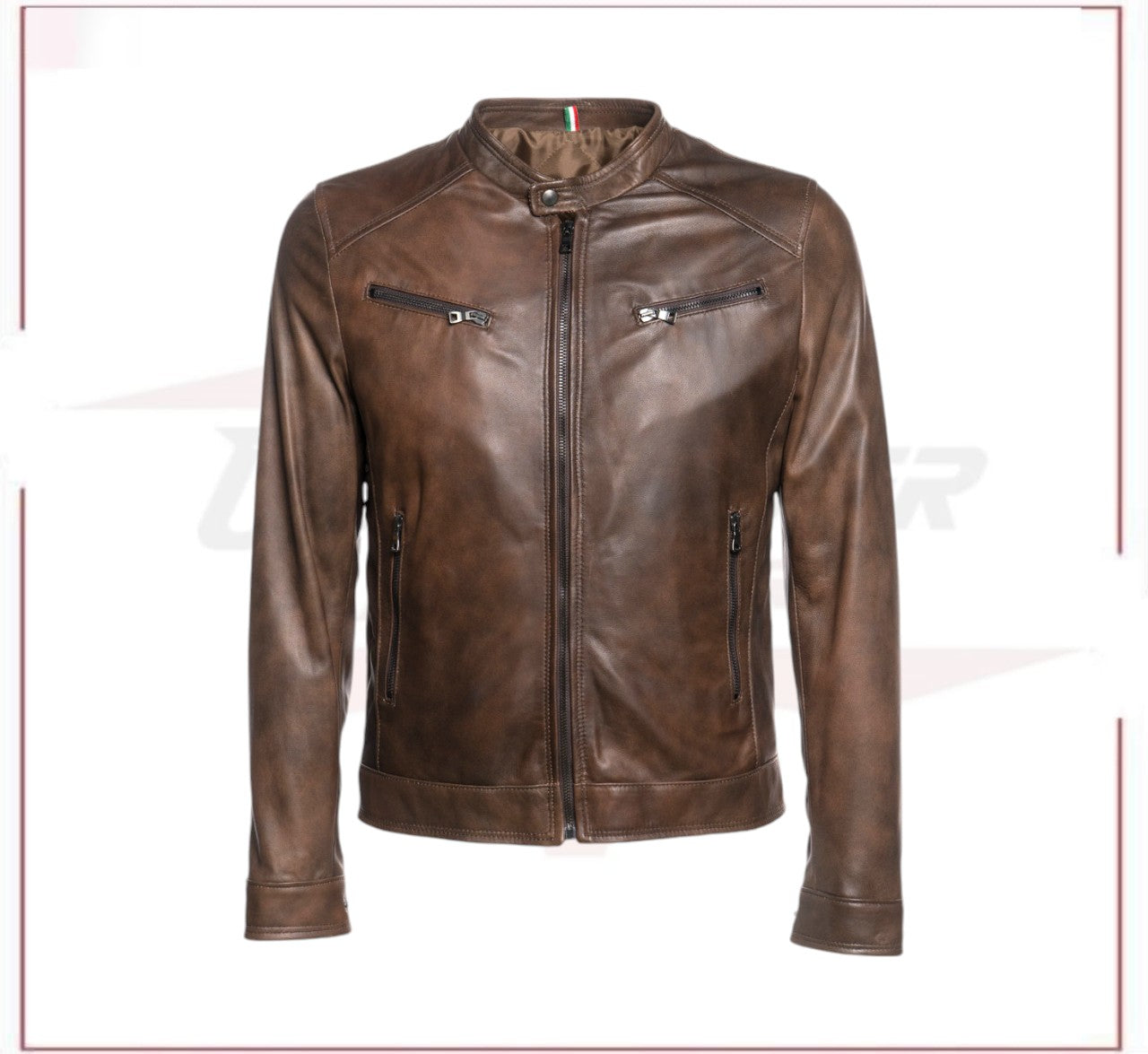 Men's Jacket in Genuine Brown Leather CROSSOVER RACEWEARS
