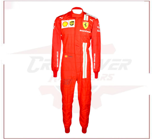 2021 Carlos Sainz Scuderia Ferrari F1 Racing Suit - CROSSOVER RACEWEARS 