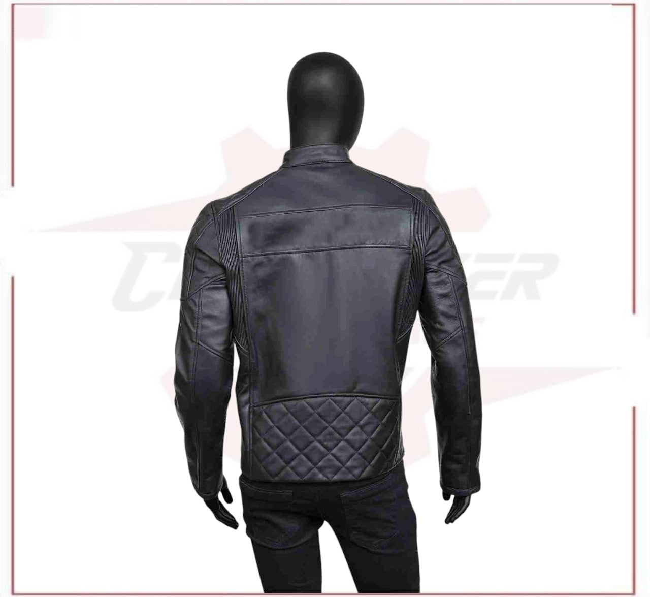Mens Slimfit Black Leather Jacket CROSSOVER RACEWEARS