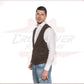 Men's Vest in Genuine Dark Brown Suede Leather CROSSOVER RACEWEARS