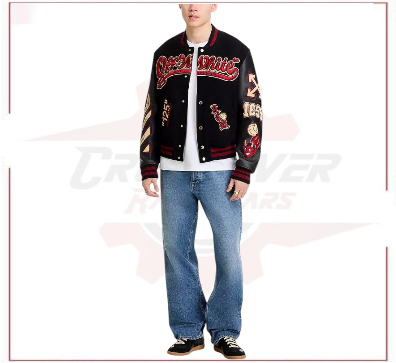 Off-White x AC Milan 125th Anniversary Embroidered Varsity Jacket - Exclusive
