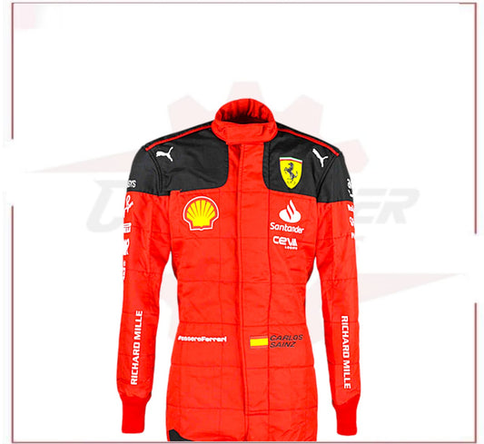 2023 Carlos Sainz Race Scuderia Ferrari F1 Race Suit - CROSSOVER RACEWEARS 