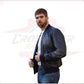 Men's Bomber Jacket in Genuine Black Leather CROSSOVER RACEWEARS