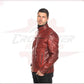 Attila - Men's Biker Jacket in Genuine Bordeaux Leather CROSSOVER RACEWEARS