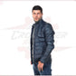Berlino - Men's Down Jacket in Genuine Blue Leather CROSSOVER RACEWEARS