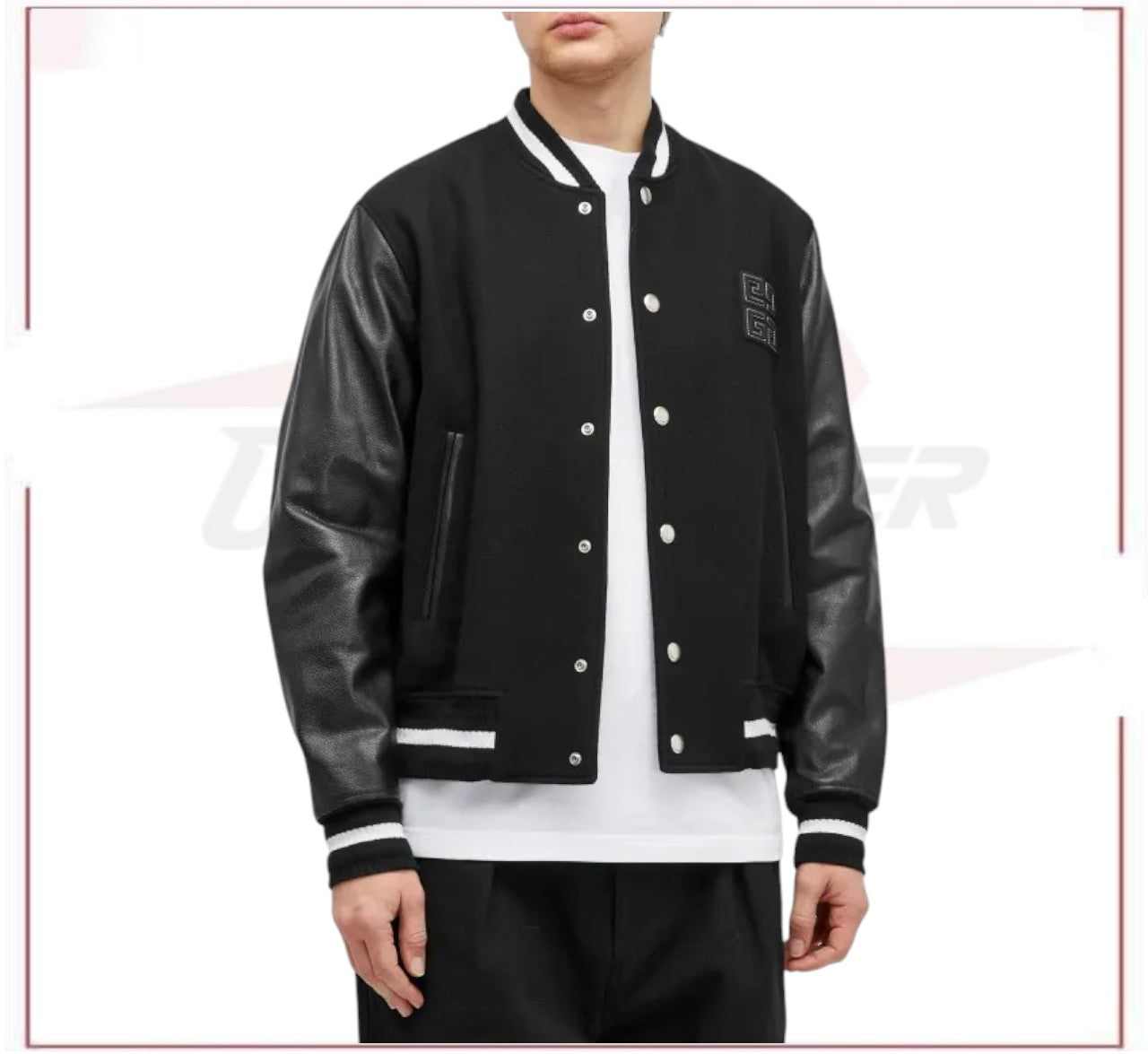 Givenchy Mix Material Varsity Jacket Black