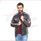 Biker Man's Jacket in genuine Dark Gray Leather CROSSOVER RACEWEARS