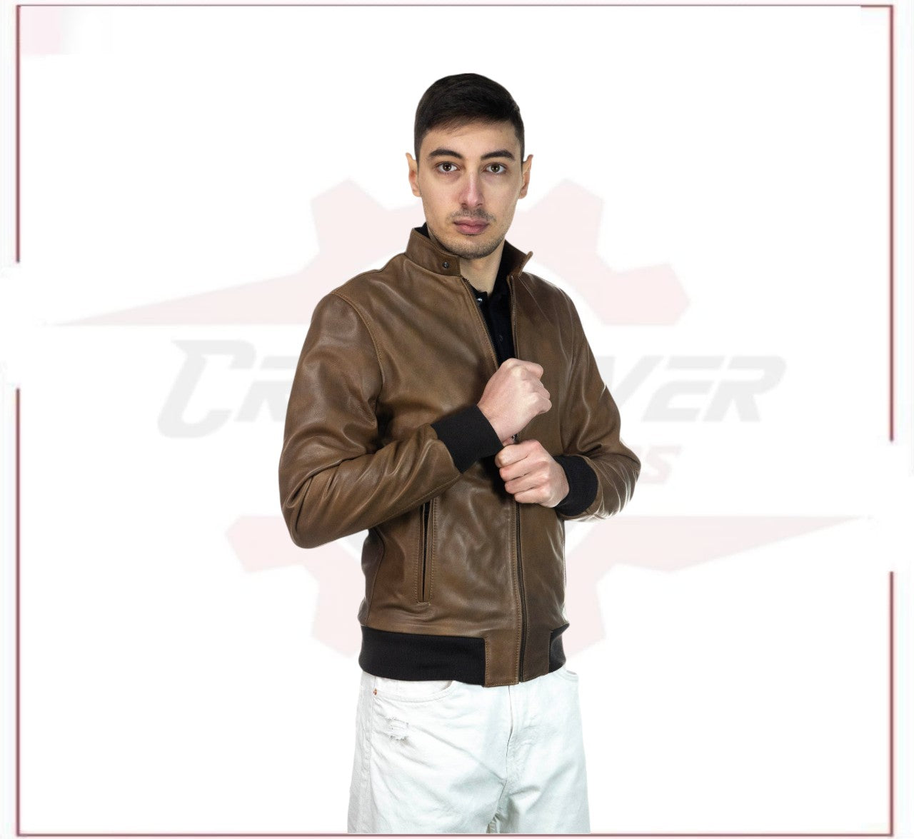 Bomber Napoli - Men’s Brown Bomber Jacket CROSSOVER RACEWEARS