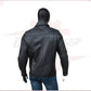 Men TurnDown Black Leather Jacket CROSSOVER RACEWEARS