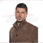 U03 Bis - Men's Bomber Jacket in Genuine Brown Suede Leather CROSSOVER RACEWEARS