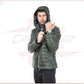 Rio - Men's Down Jacket in Genuine Green Leather CROSSOVER RACEWEARS