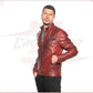 Men's Jacket in Genuine Bordeaux Leather CROSSOVER RACEWEARS
