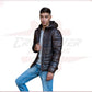 Rio - Men's Down Jacket in Genuine Dark Brown Leather CROSSOVER RACEWEARS