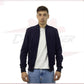 David - Men's Bomber Jacket in Genuine Blue Suede Leather CROSSOVER RACEWEARS