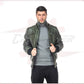 Boston - Men's Down Jacket in Genuine Green Leather CROSSOVER RACEWEARS