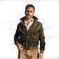 U03 - Men's Bomber Jacket in Genuine Green Suede Leather CROSSOVER RACEWEARS