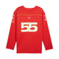 Red long-sleeve shirt with number 55 and Puma logo on a white background