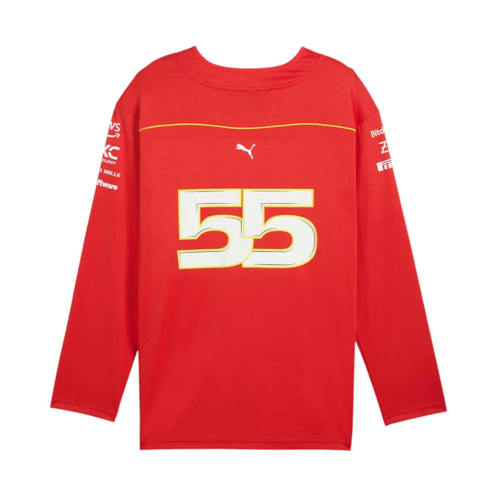 Red long-sleeve shirt with number 55 and Puma logo on a white background