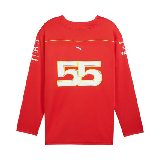 Red long-sleeve shirt with number 55 and Puma logo on a white background