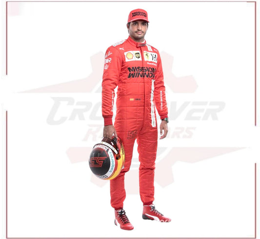 2021 Carlos Sainz Race Scuderia Ferrari F1 Suit - CROSSOVER RACEWEARS 