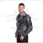 Vasco - Men's Studded Jacket in Genuine Blue Leather CROSSOVER RACEWEARS