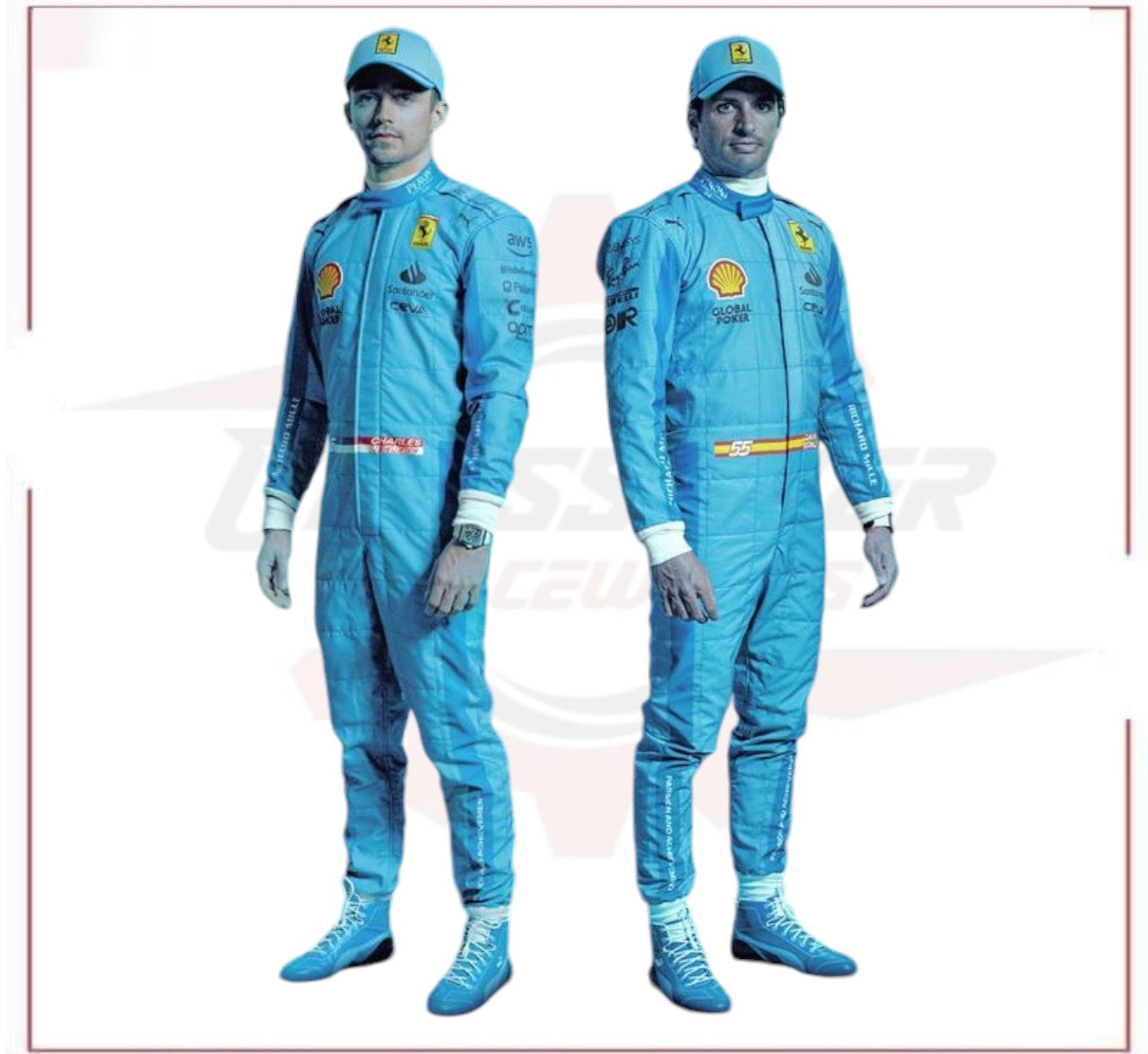 New 2024 Carlos Sainz jr Miami Grand Prix Scuderia Ferrari F1 Team Racing Suit - CROSSOVER RACEWEARS 