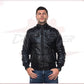 Boston - Men's Down Jacket in Genuine Black Leather CROSSOVER RACEWEARS