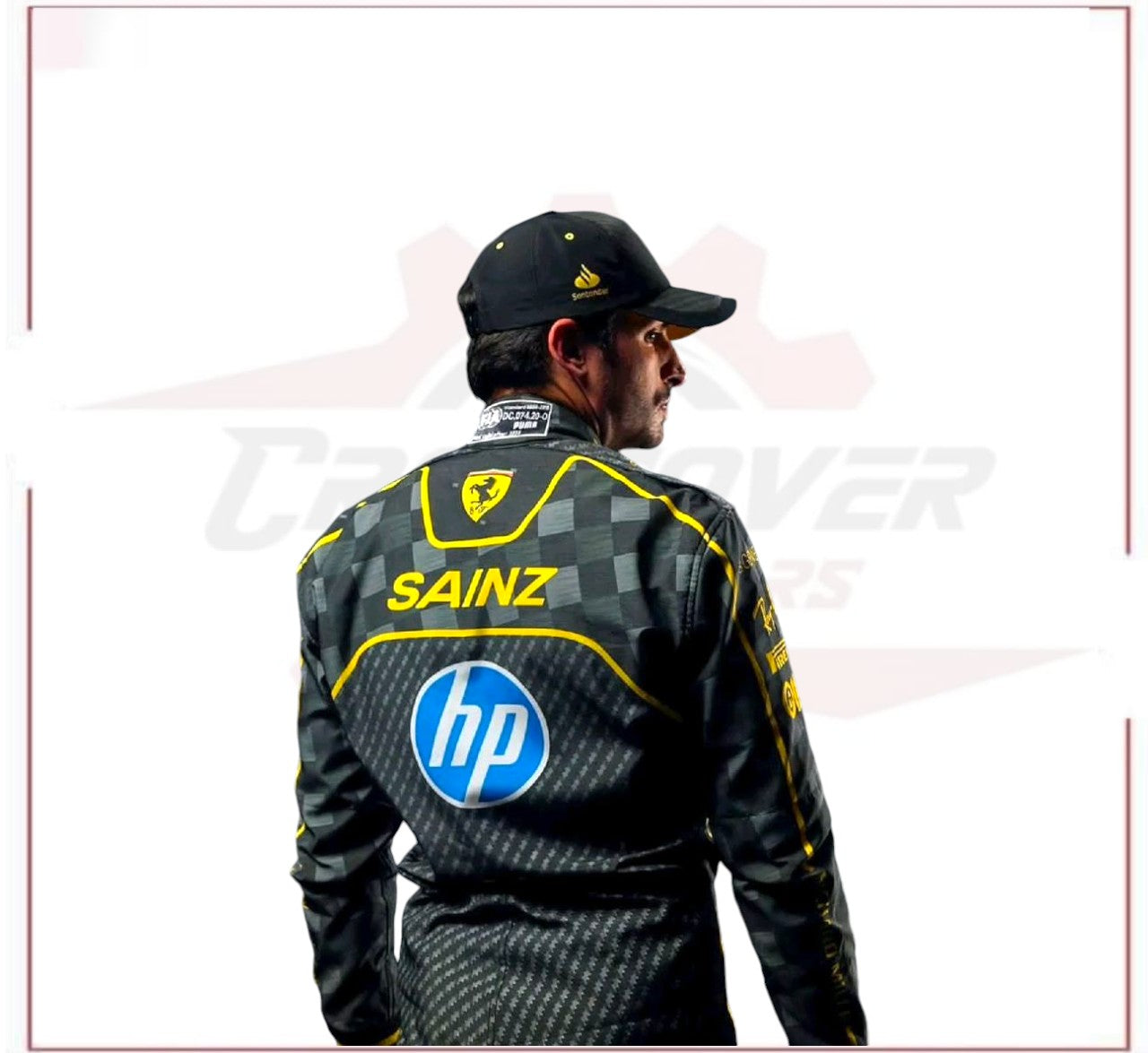 New 2024 Carlos Sainz HP Italy GP Scuderia Ferrari F1 Team Racing Suit - CROSSOVER RACEWEARS 