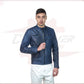 New Biker Man's Blue genuine leather CROSSOVER RACEWEARS