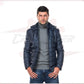 Berlino - Men's Down Jacket in Genuine Blue Leather CROSSOVER RACEWEARS