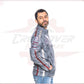 New Biker Man's Jacket in genuine Gray Leather CROSSOVER RACEWEARS