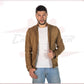 U010 - Men's Jacket in Genuine Honey Suede Leather CROSSOVER RACEWEARS