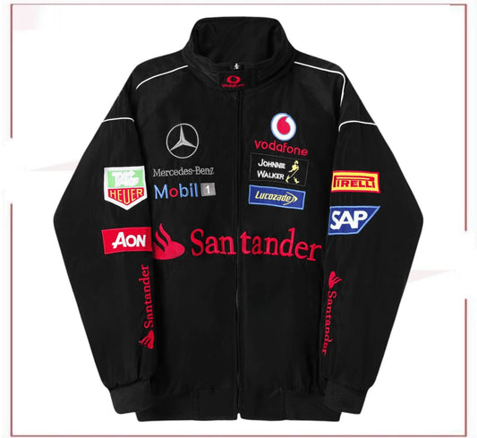Vintage Edition Black Mercedes F1 Racing Jacket