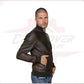 Men's Bomber Jacket in Genuine Dark Brown Leather CROSSOVER RACEWEARS