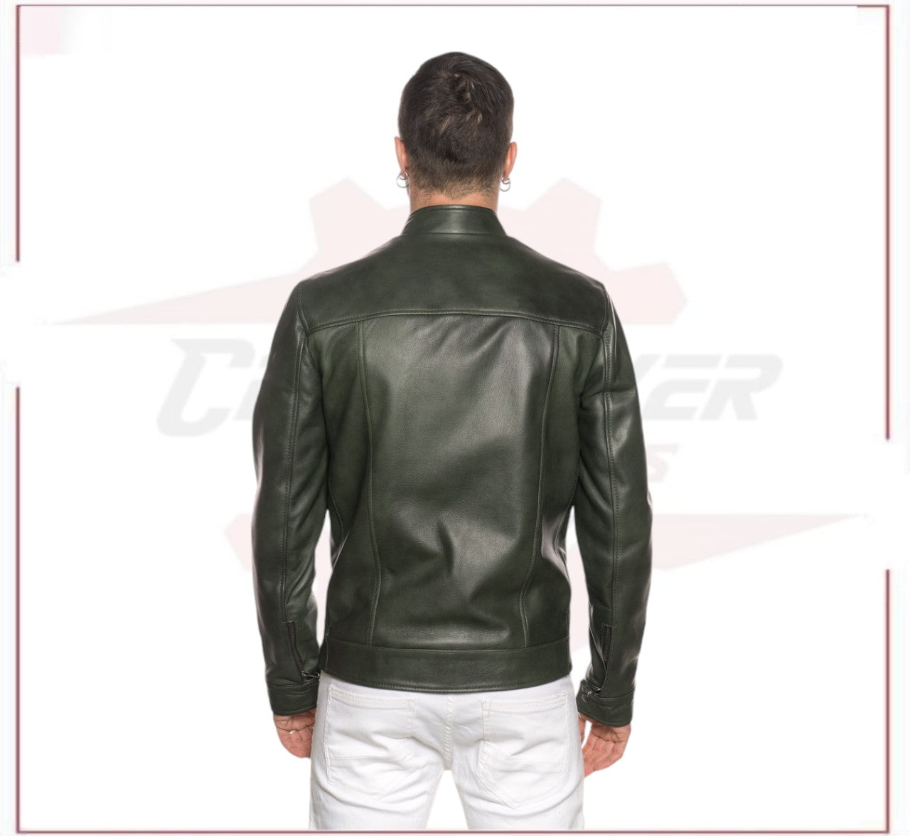 Men's Jacket in Genuine Green Leather CROSSOVER RACEWEARS