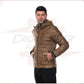 Rio - Men's Down Jacket in Genuine Brown Leather CROSSOVER RACEWEARS