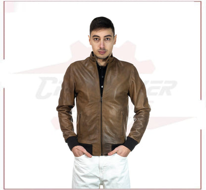 Bomber Napoli - Men’s Brown Bomber Jacket CROSSOVER RACEWEARS