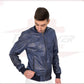 David - Men's Bomber Jacket Blue Genuine Leather Man CROSSOVER RACEWEARS